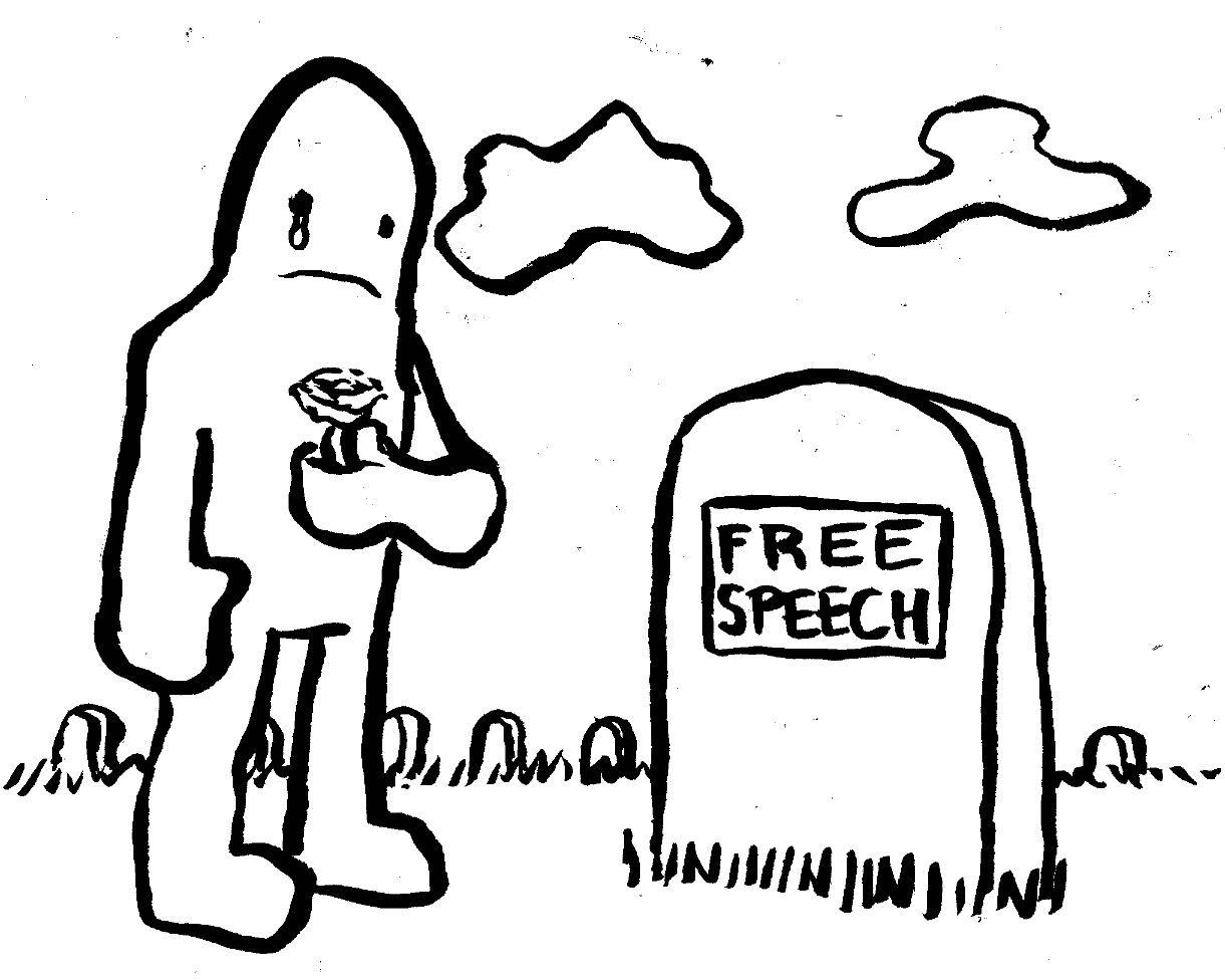 Free speech is dead grave tombstone funeral cry tear